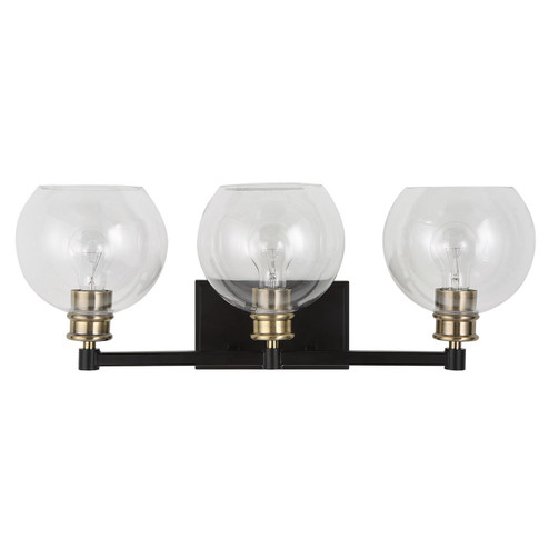 Kent Three Light Vanity in Black & Plated Antique Brass (52|22872)