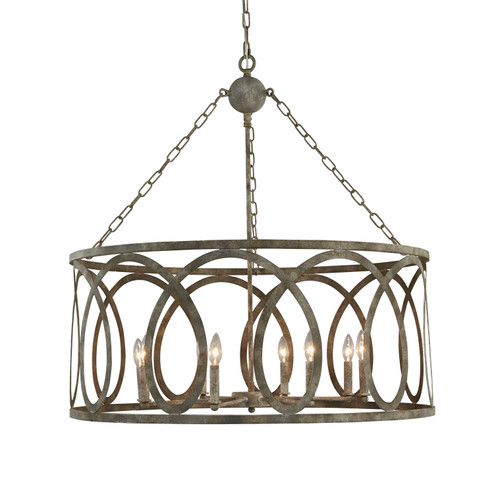 Palma Eight Light Chandelier in Washed Gray (374|H7122R-8GY)