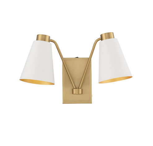 Two Light Wall Sconce in White with Natural Brass (446|M90076WHNB)