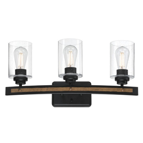 Broomall Three Light Wall Fixture in Matte Black And Barnwood (88|6128700)