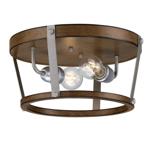 Elway Two Light Flush Mount in Barnwood And Galvanized Steel (88|6126200)