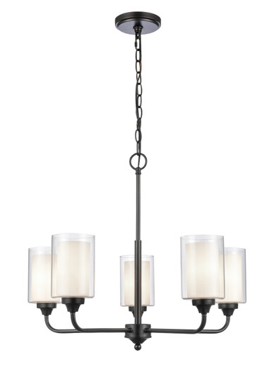 Auralume Five Light Chandelier in Matte Black (405|342-5CR-BK-CLW)