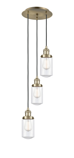 Franklin Restoration Three Light Pendant in Antique Brass (405|113F-3P-AB-G312)