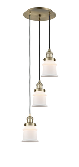 Franklin Restoration Three Light Pendant in Antique Brass (405|113F-3P-AB-G181S)