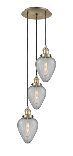 Franklin Restoration Three Light Pendant in Antique Brass (405|113F-3P-AB-G165)