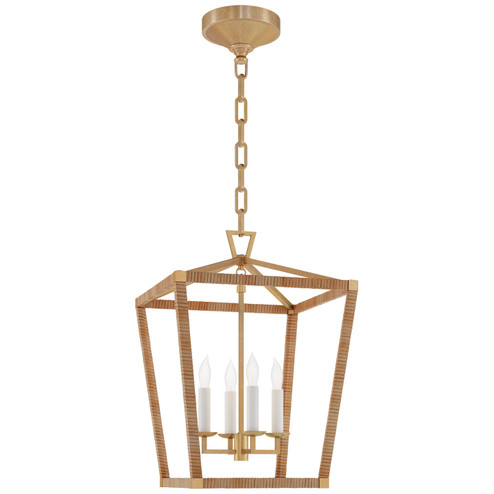 Darlana Wrapped LED Lantern in Antique-Burnished Brass and Natural Rattan (268|CHC 5876AB/NRT)