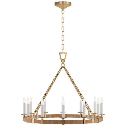 Darlana Wrapped LED Chandelier in Antique-Burnished Brass and Natural Rattan (268|CHC 5872AB/NRT)