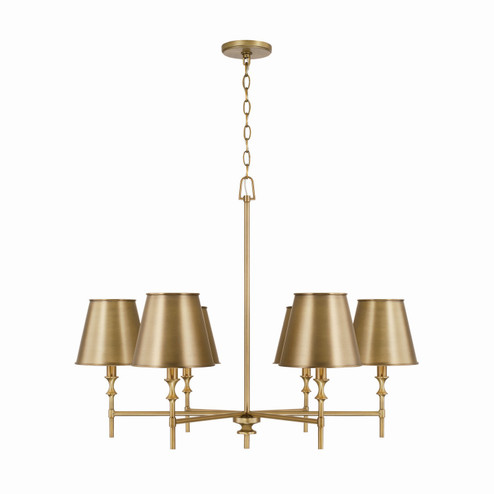 Whitney Six Light Chandelier in Aged Brass (65|449761AD-707)