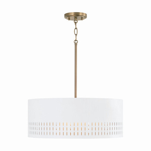 Dash Three Light Pendant in Aged Brass and White (65|350233AW)