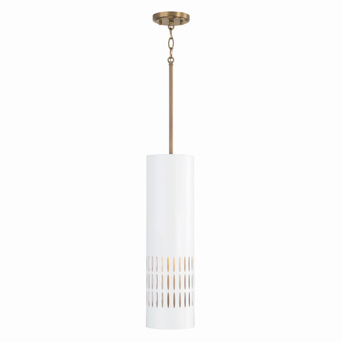 Dash One Light Pendant in Aged Brass and White (65|350211AW)