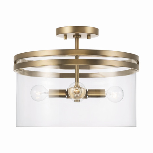 Fuller Four Light Semi-Flush Mount in Aged Brass (65|248741AD)