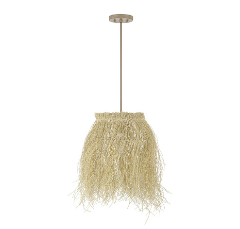 One Light Pendant in Matte White and Natural Rattan (446|M7033NR)