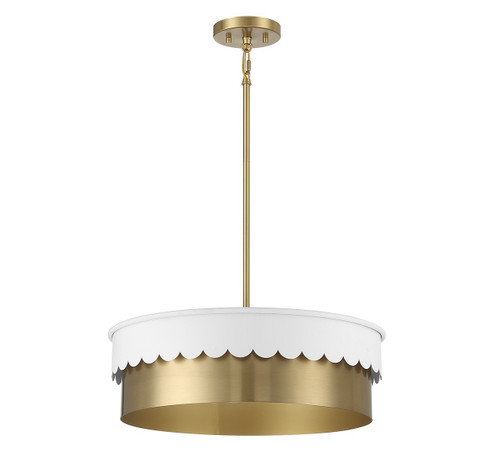Four Light Pendant in White and Natural Brass (446|M7030WHNB)