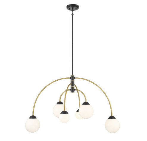 Six Light Chandelier in Matte Black with Natural Brass (446|M100114MBKNB)