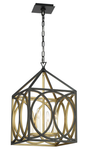 Remmington Four Light Pendant in Black and Aged Brass (90|621482)