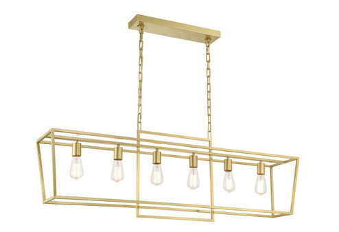 Maisie Six Light Linear Chandelier in Aged Brass (90|240642)