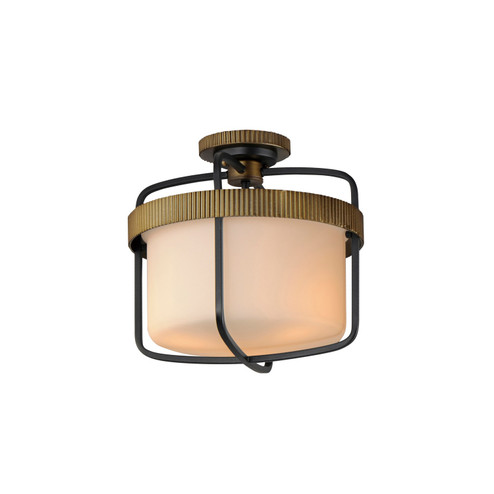 Ruffles Three Light Semi Flush Mount in Black / Antique Brass (16|32650SWBKAB)