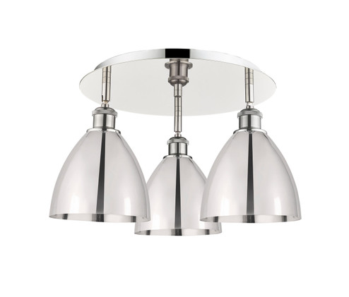 Downtown Urban Three Light Flush Mount in Polished Nickel (405|516-3C-PN-MBD-75-PN)