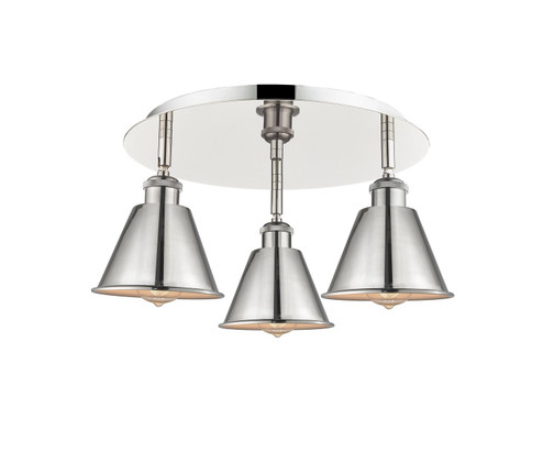 Downtown Urban Three Light Flush Mount in Polished Nickel (405|516-3C-PN-M8-PN)