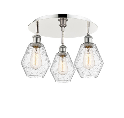 Downtown Urban Three Light Flush Mount in Polished Nickel (405|516-3C-PN-G654-6)