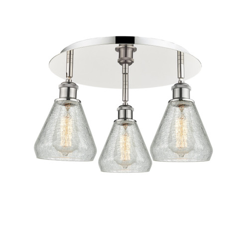 Downtown Urban Three Light Flush Mount in Polished Nickel (405|516-3C-PN-G275)