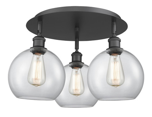 Downtown Urban Three Light Flush Mount in Matte Black (405|516-3C-BK-G122-8)