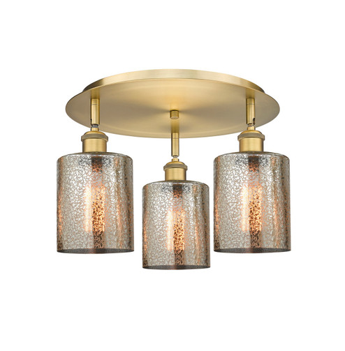 Downtown Urban Three Light Flush Mount in Brushed Brass (405|516-3C-BB-G116)