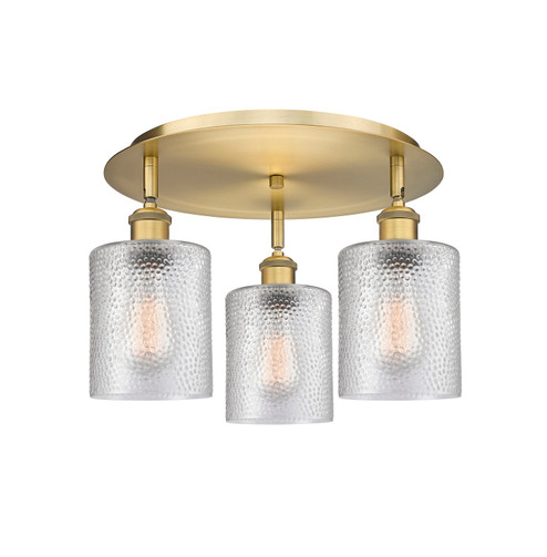 Downtown Urban Three Light Flush Mount in Brushed Brass (405|516-3C-BB-G112)