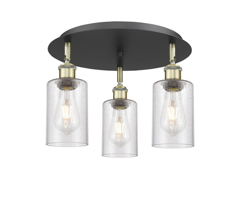 Downtown Urban Three Light Flush Mount in Black Antique Brass (405|516-3C-BAB-G804)