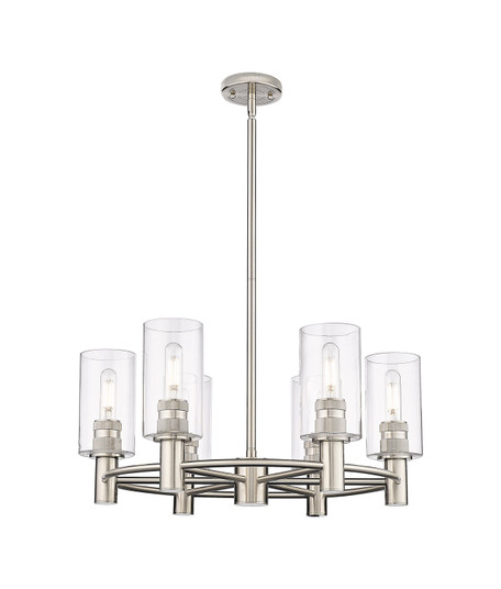 Downtown Urban LED Chandelier in Satin Nickel (405|434-6CR-SN-G434-7CL)