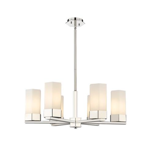 Downtown Urban LED Chandelier in Polished Nickel (405|427-6CR-PN-G427-9WH)