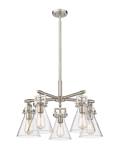 Downtown Urban Five Light Chandelier in Satin Nickel (405|411-5CR-SN-G411-7CL)