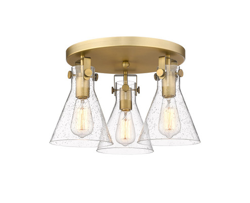 Downtown Urban Three Light Flush Mount in Brushed Brass (405|411-3F-BB-G411-7SDY)