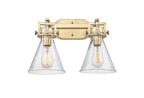 Newton Two Light Bath Vanity in Brushed Brass (405|411-2W-BB-G411-7SDY)