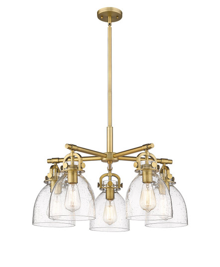 Downtown Urban Five Light Chandelier in Brushed Brass (405|410-5CR-BB-G412-7SDY)