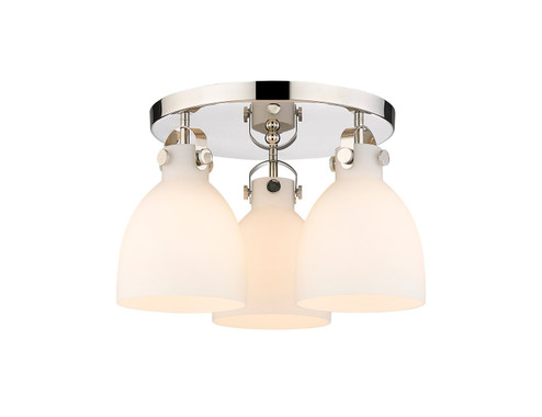 Downtown Urban Three Light Flush Mount in Polished Nickel (405|410-3F-PN-G412-7WH)