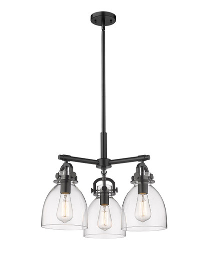 Downtown Urban Three Light Pendant in Matte Black (405|410-3CR-BK-G412-7CL)