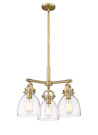 Downtown Urban Three Light Pendant in Brushed Brass (405|410-3CR-BB-G412-7CL)