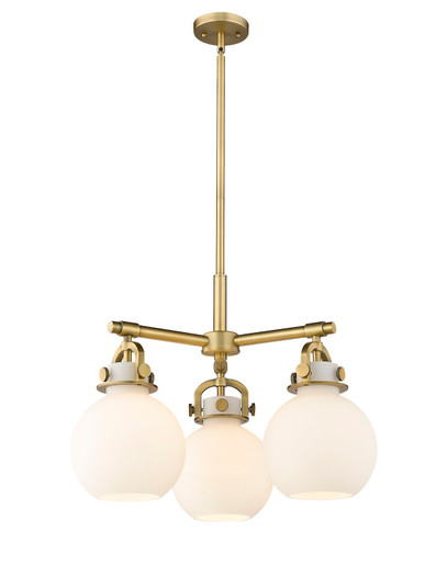 Downtown Urban Three Light Pendant in Brushed Brass (405|410-3CR-BB-G410-7WH)