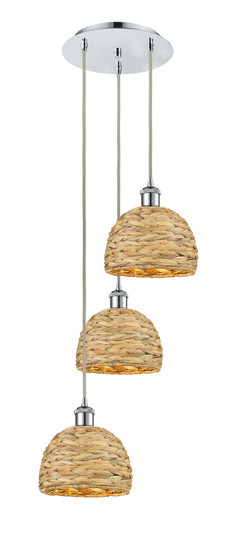 Downtown Urban Three Light Pendant in Polished Chrome (405|113B-3P-PC-RBD-8-NAT)