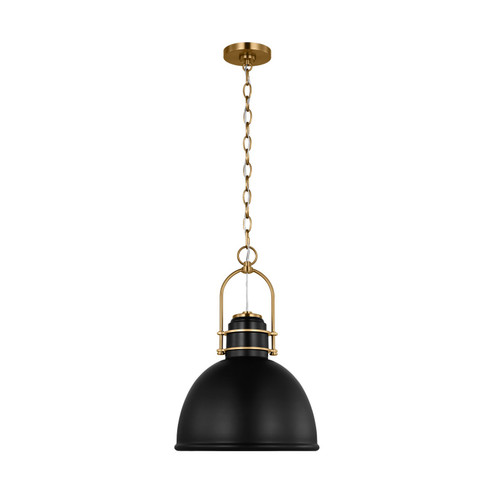Upland One Light Pendant in Midnight Black and Burnished Brass (454|CP1411BBSMBK)