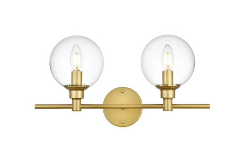 Jaelynn Two Light Bath Sconce in Brass and Clear (173|LD7318W19BRA)