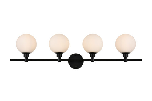 Cordelia Four Light Bath Sconce in Black and frosted white (173|LD7317W38BLK)