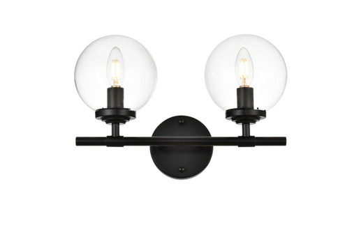 Ingrid Two Light Bath Sconce in Black and Clear (173|LD7302W15BLK)