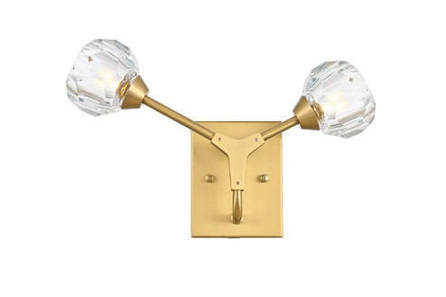 Zayne Two Light Wall Sconce in Gold and Clear (173|3508W15G)