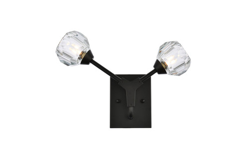 Zayne Two Light Wall Sconce in Black and Clear (173|3508W15BK)