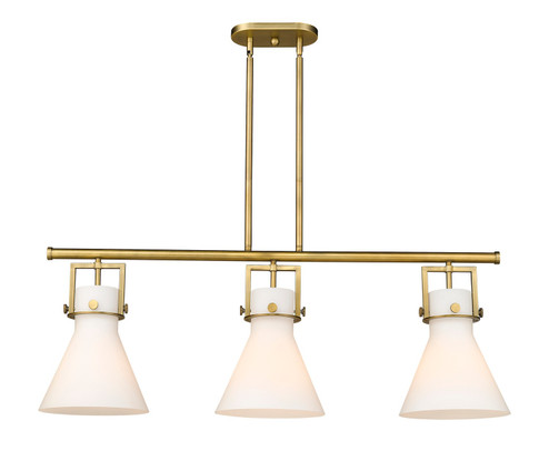 Downtown Urban Three Light Island Pendant in Brushed Brass (405|411-3I-BB-G411-10WH)