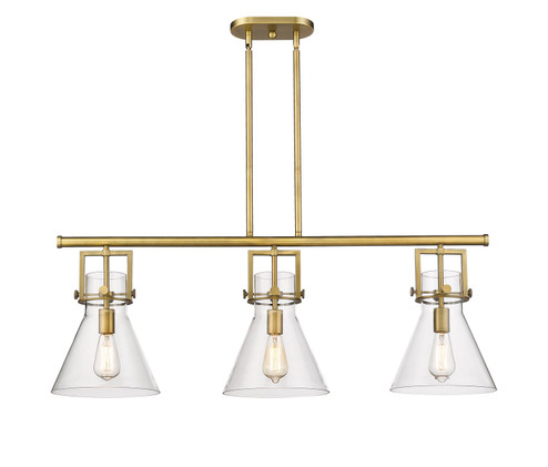 Downtown Urban Three Light Island Pendant in Brushed Brass (405|411-3I-BB-G411-10CL)