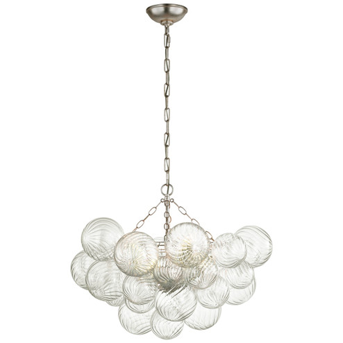 Talia LED Chandelier in Burnished Silver Leaf and Clear Swirled Glass (268|JN 5111BSL/CG)