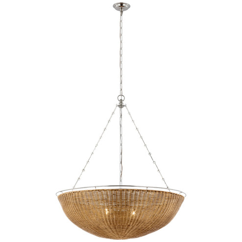 Clovis LED Chandelier in Polished Nickel and Natural Wicker (268|CHC 5638PN/NTW)